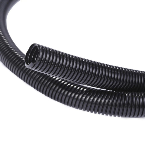 Premium 25 Foot 1/4 Inch Split Wire Loom Tubing Black for auto and home wiring protection, thick durable polyethylene, easy split installation.
