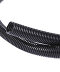 Close-up of Fifty Foot Split Wire Loom Tubing Three Quarters Inch Black Beefy Heavy Duty Cable Protection, durable polyethylene shell