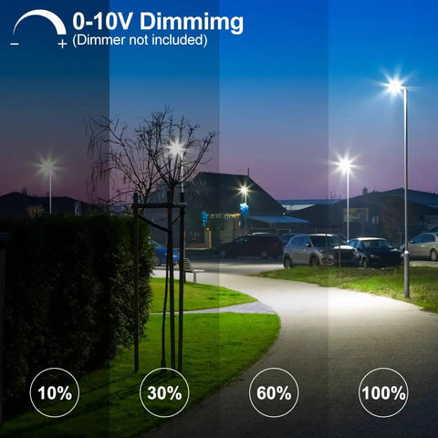 Lighting progression with Super Bright LED Parking Lot Light With Dusk-to-Dawn Photocell, 150W/100W/75W Adjustable, 5000K Daylight