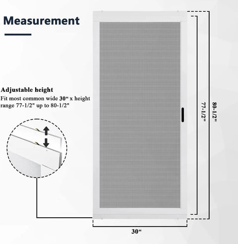 Sliding Screen Door Kit With Galvanized Steel And Aluminum Frame White 30x80 Height Adjustable Rust Proof And Mosquito Proof No Sweat Assembly For Patio Backyard And Bedroom