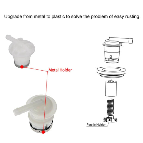 Diagram of 2 Pack Fuel Tank Vent Valve Kit With Grommet Seals For Jeep Cherokee XJ Wagoneer Comanche MJ Grand Cherokee ZJ Wrangler YJ 84-96 showing metal and plastic holders