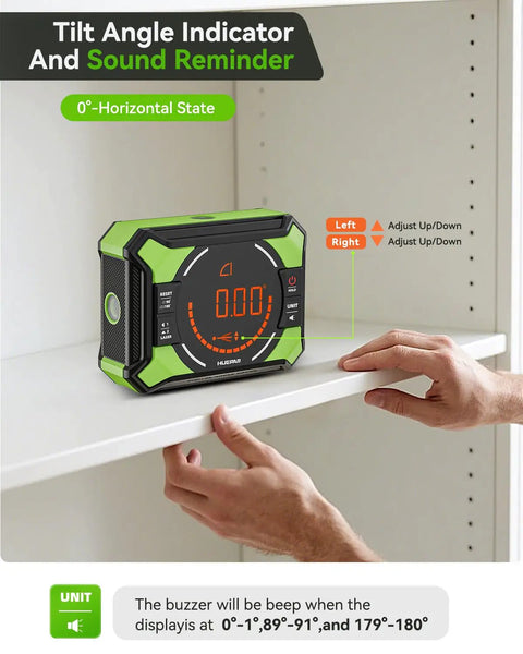 Three In One Digital Angle Gauge With Laser Level And Magnetic Base For DIY Woodworking Rechargeable 2 Beam Laser Level on shelf
