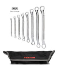 Eight Piece 45 Degree Offset Box End Wrench Set With Roll Up Case For Tight Spots From 1/4 In To 1-1/4 In Reaches Around Obstructions