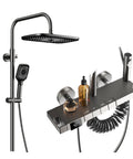 CUTPOIY Thermostatic Shower System, 4 Functions Shower Faucet Set with digital display and handheld shower head.
