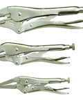 Heavy-Duty Locking Pliers Set, 3-Piece Kit For Tightening, Clamping, Twisting And Turning, Heat-Treated Alloy Steel With Hardened Teeth