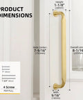 Brushed Brass Cabinet Pulls Seven And One Half Inch Ten Pack Zinc Alloy Solid Hardware dimensions for high traffic areas