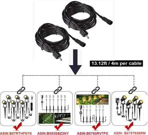 2 Pack Heavy Duty 13 Foot Outdoor Extension Cords Waterproof Cable For Landscape Lighting And Garden Path Lights Built Different To Power Up Your Yard Hella Bright All Evening Without Dropping Watts