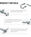 Beefy Heavy Duty 304 Stainless Steel Bow Shackle Screw Pin Anchor D Ring Rigging Hardware 5/32 Inch 8 Pack close-up showing threads and design details.