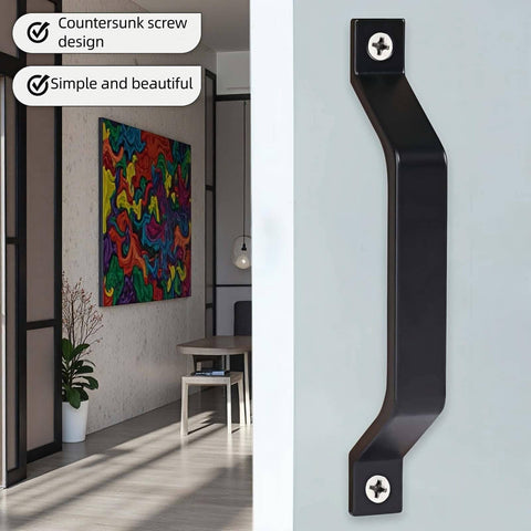 6.1 Inch Matte Black Sliding Barn Door Handle Pull 2 Pack Heavy Duty Zinc Alloy for cabinet installation side view