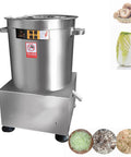 Slick Stainless Steel Vegetable Water Extractor With No Sweat Centrifugal Drying For Crisp Leafy Greens And Fresh Cabbage Compact Electric Salad Spinner Hella Handy For Daily Meal Prep, showcasing a stainless steel unit with handle.