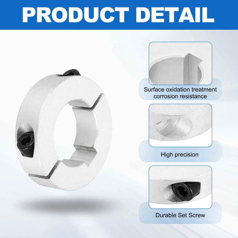 1-1/2 Bore Double Split Aluminum Shaft Collar, 2-3/4 OD, 3/4 Thick Clamping Style Locking Collar For CNC Machines, Conveyor Systems, And Industrial Automation Use, set screw detail