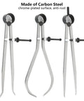 Acrux7 3-piece 8-inch carbon steel outside caliper set with chrome-plated finish