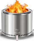 20 Inch Smokeless Patio Fire Pit for Backyard Hangouts, stainless steel, wood burning, double wall vent, removable ash pan