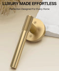 Two Pack Champagne Bronze Dummy Door Handles Set For Closets And Interior Doors Non Turning Lever With Knobs For French Doors Pantries And Double Doors Easy Install Classic Style That Pops In Any Room, champagne bronze lever close-up