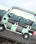 White 4 Passenger Electric Golf Cart Scooter With 1200W Brushless Motor And 60V 37AH Lithium Pack, built for smooth cruising on various terrains.