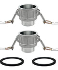 Heavy Duty Aluminum Cam Lock Hose Fitting Set 1 Inch Male NPT To 1 Inch Cam Lock Type B Global 2 Pack Includes 2 Cam Lock Gasket Fittings White For Heavy Duty Industrial Use, 2 fittings and gaskets