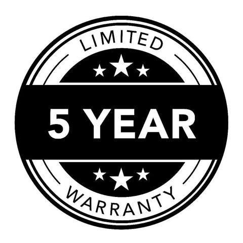 Black and white badge displaying "5 Year Limited Warranty" for Karsen II Widespread Bathroom Faucet in Polished Chrome