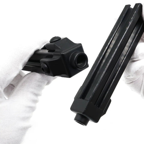 Close-up of Four Pack 2020 Aluminum Extrusion T Slot Foot Connectors with M6 Bolts for 20 Series DIY Projects.