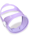 Purple no leak diving mask for snorkeling and free diving with 180 degree wide view HD oval tempered glass lens and food grade silicone.