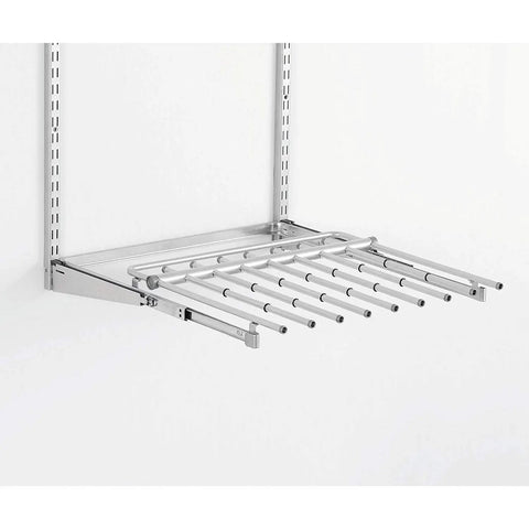 Seven Pair Pants Rack For Closets In Titanium Finish With Non Slip Grippers And Slick Ball Bearing Glide Holds Seven Pairs
