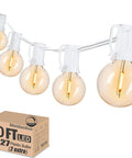 Outdoor Globe String Lights White G40 Patio Lights Linkable Waterproof For Wedding Party Pergola Gazebo 27 Shatterproof Clear Bulbs Plus 2 Extra 6 Ft Lead Cord Ready To Plug In Backyard Ambiance with packaging