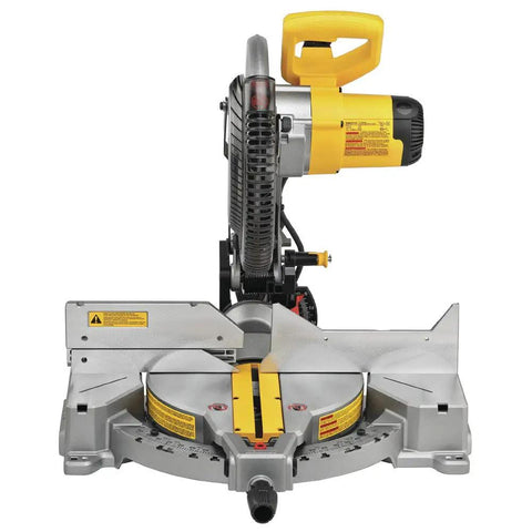 Top Tier 12 Inch Corded Compound Miter Saw Featuring Slick Slide Fence Knockout Accuracy Heavy Duty Build And Game Changing Precision For Serious Woodworkers Renewed Single Bevel Design, front view showcasing motor and base.