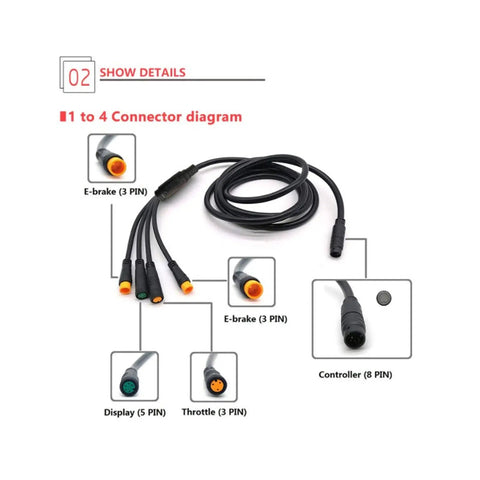 Electric Wiring Kit 1 To 5 Wires Lithium Battery Cable Connectors With Controller Lamp Brake Display And Throttle diagram
