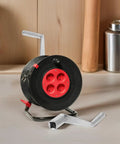 Industrial Wire EDM Spool Crank and Hand Crank for Wire Cutting Machines, silver handle, heavy duty winder on a workshop table.