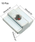 Slide In M6 T-Nut For 4040 Aluminum Extrusion Profiles Pack Of 10, carbon steel with nickel or zinc plating, easy roll into 40x40 T-slots