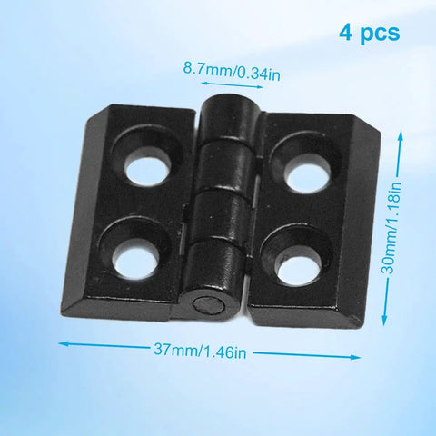 4 Pack Zinc Alloy Door Hinge Set For 2020 Aluminum Extrusion Profile 6mm Slot Black Frame Hinges Install Kit Heavy Duty Rust Resistant Aluminum Profile Hinges For Exterior And Interior Doors, 37mm x 30mm black hinge