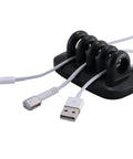 Weighted Desk Cord Organizer With No Slip, Keeps Cords Tamed And In Place, Clip Holder For Chargers, USB Cables, Audio Cords, Black