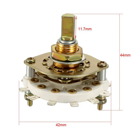 1 Pole 10 Position Band Selector Rotary Switch With Plastic Knob 11 Pins 9.7mm Mount Hole 6mm Shaft 11.7mm Shaft Length