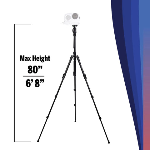 Ultra Portable 80 Inch Aluminum Travel Tripod With Ball Head Five-Section Extends To Capture Epic Shots at full height