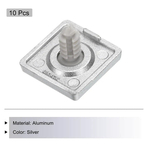 Ten Pack EU Standard T Slot End Caps for Aluminum Extrusion 7mm Diameter 20x20mm Silver Quick Fit, single end cap detail