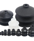 Industrial PcG Series Pneumatic Robot Manipulator Rubber Suction Cup Chuck Accessories, various black rubber chucks in different sizes.