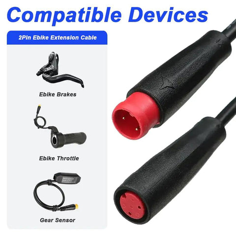 Ebike 2 Pin Extension Cable Waterproof Female To Male Electric Bike Cord For Ebike Light Gear Sensor And Brake In Ebike Modification Kit Two Pack Durable Copper Contacts For Stable Signal And Easy Install Built To Last