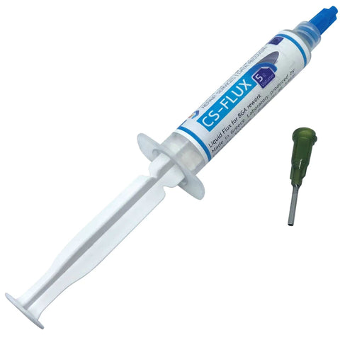 Syringe of Low Viscosity Halogen Free Liquid Flux For BGA Rework And Reballing, Pro Grade For VGA GPU Repairs, cap included
