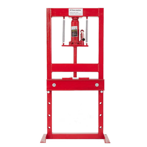 Front view of 6 Ton Hydraulic Shop Press With H Frame For Auto Bending And Stamping Adjustable Benchtop And Floor Press Plates.