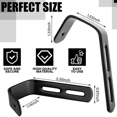 Heavy Duty Angled Bunk Bed Ladder Hooks 4 Pack With Mounting Screws Rock Solid Adjustable Steel Brackets dimensions and features display.
