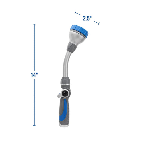 Elevated 14 Inch Hose End Watering Wand With Seven Pattern Spray And No Fuss Thumb Flow Control Easy Glide Ergonomic Handle
