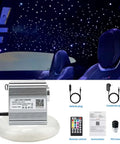Twinkle 10W Fiber Optic Star Ceiling Kit With 450 Flexible Strands Lights, car interior view and components displayed