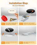 Installation steps for Ultra Thin 6 Inch LED Recessed Lights With Night Light, 14W 1300 Lumen, 5CCT Dimmable Canless Downlight.