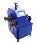 Heavy Duty Rolling Pipe Bending Machine With Round And Square Dies For Metal Tubing, blue unit with rollers and motor.