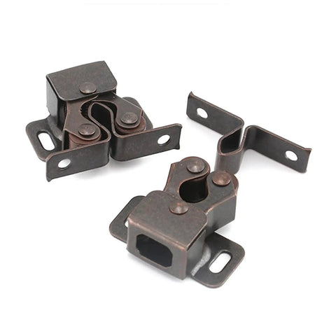 Dope Double Roller Door Catch Set, 10 Pieces For Cabinets, Drawers, And Closets, Easy Install Latch with vintage look shown in metal