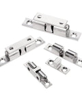Heavy Duty Double Ball Spring Clip Sliding Door Lock And Gate Bolt Built Tough For Bulletproof Cabinet Latching visible parts in polished chrome