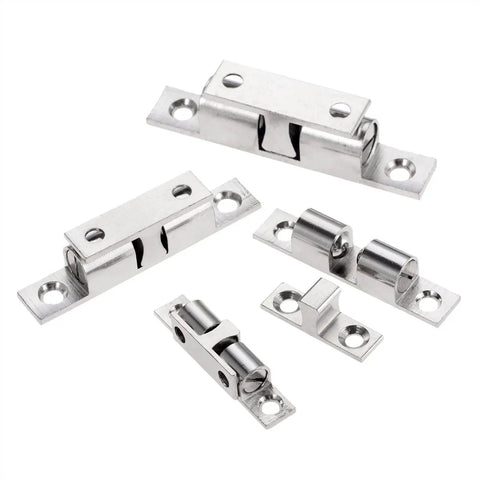 Heavy Duty Double Ball Spring Clip Sliding Door Lock And Gate Bolt Built Tough For Bulletproof Cabinet Latching visible parts in polished chrome