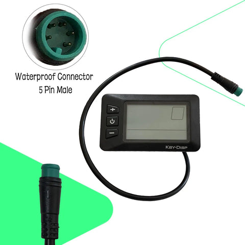 LCD Display Meter KD21C Key Disp Waterproof Plug with 5-pin male connector for E Bike Cycling Computer Handlebar 0.9 Inch 22.2mm