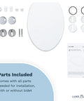 Elongated Comfort Fit Toilet Seat With Slow Close, Quick Release Hinges, Non Slip Bumpers, Easy Install, parts included