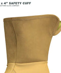 Tan long cuff of Grippy Leather Utility Work Gloves With Long Cuff For Men Kevlar Lined For Superior Cut And Puncture Resistance