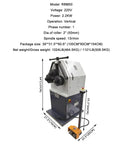 Top Shelf Electric Round Bending Machine Featuring Reversible Foot Pedal Control And Vertically Adjustable Upper Roll dimensions with specifications.
